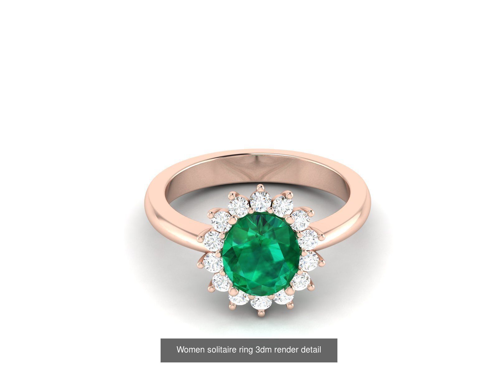 40 Emerald Gemstone Ring Earrings Pendant 3dm renders details  3D Model Collection_39