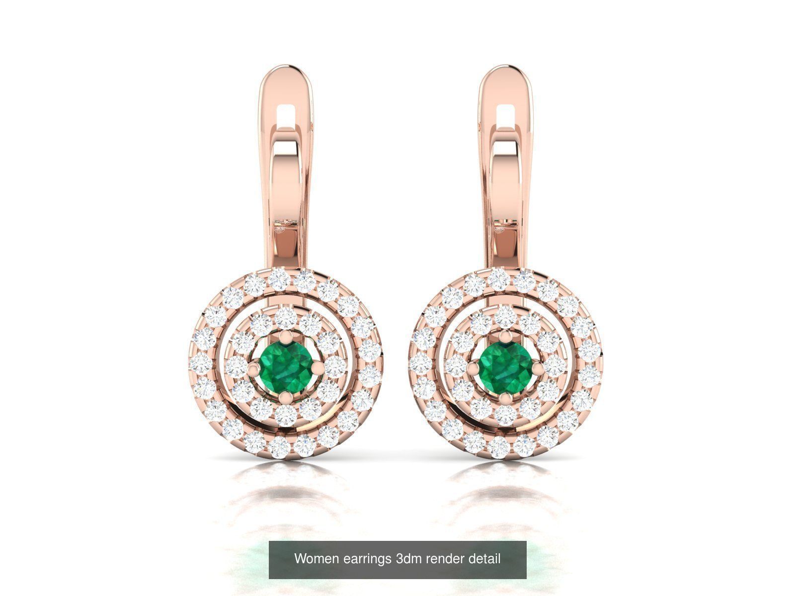40 Emerald Gemstone Ring Earrings Pendant 3dm renders details  3D Model Collection_12