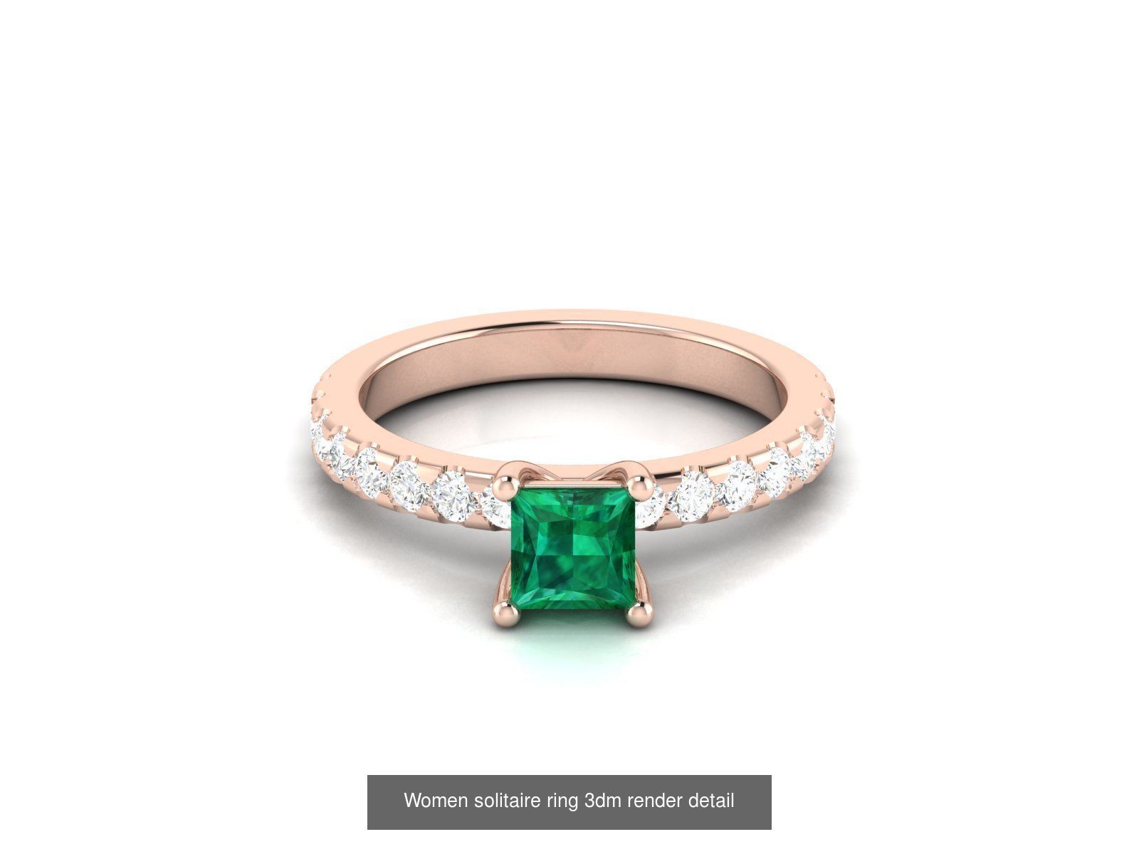 40 Emerald Gemstone Ring Earrings Pendant 3dm renders details  3D Model Collection_42