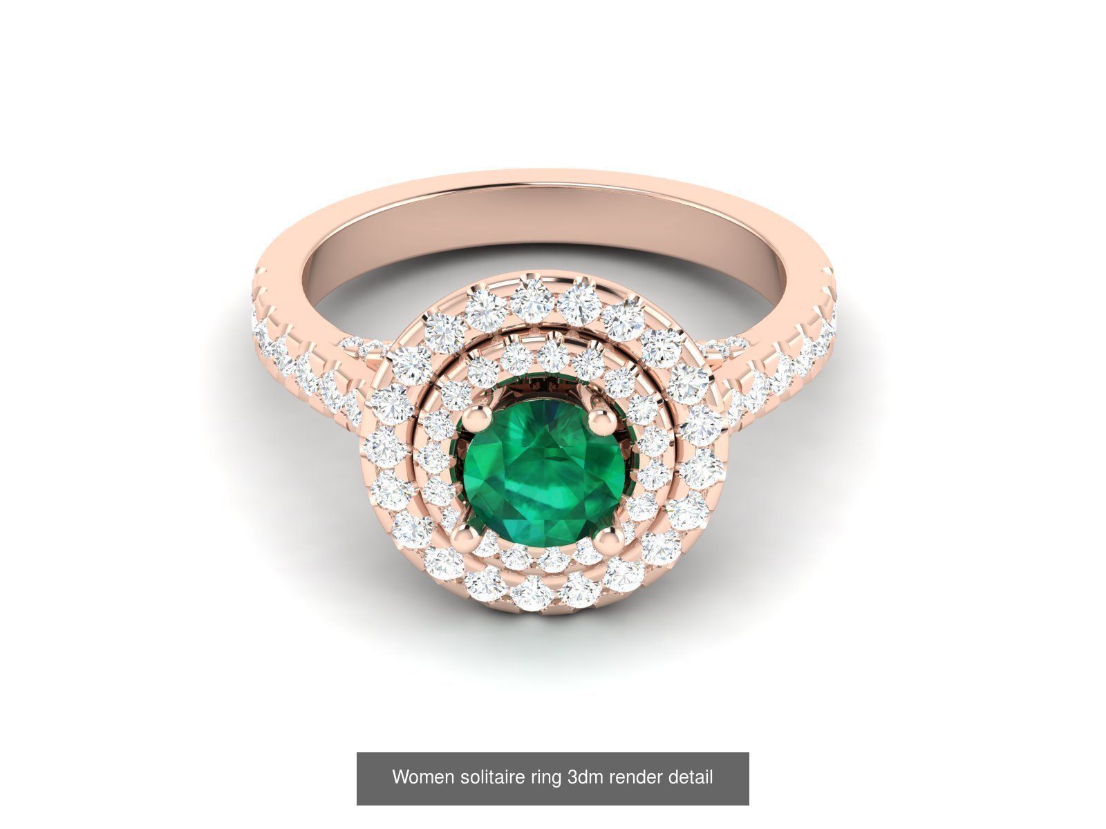 40 Emerald Gemstone Ring Earrings Pendant 3dm renders details  3D Model Collection_45
