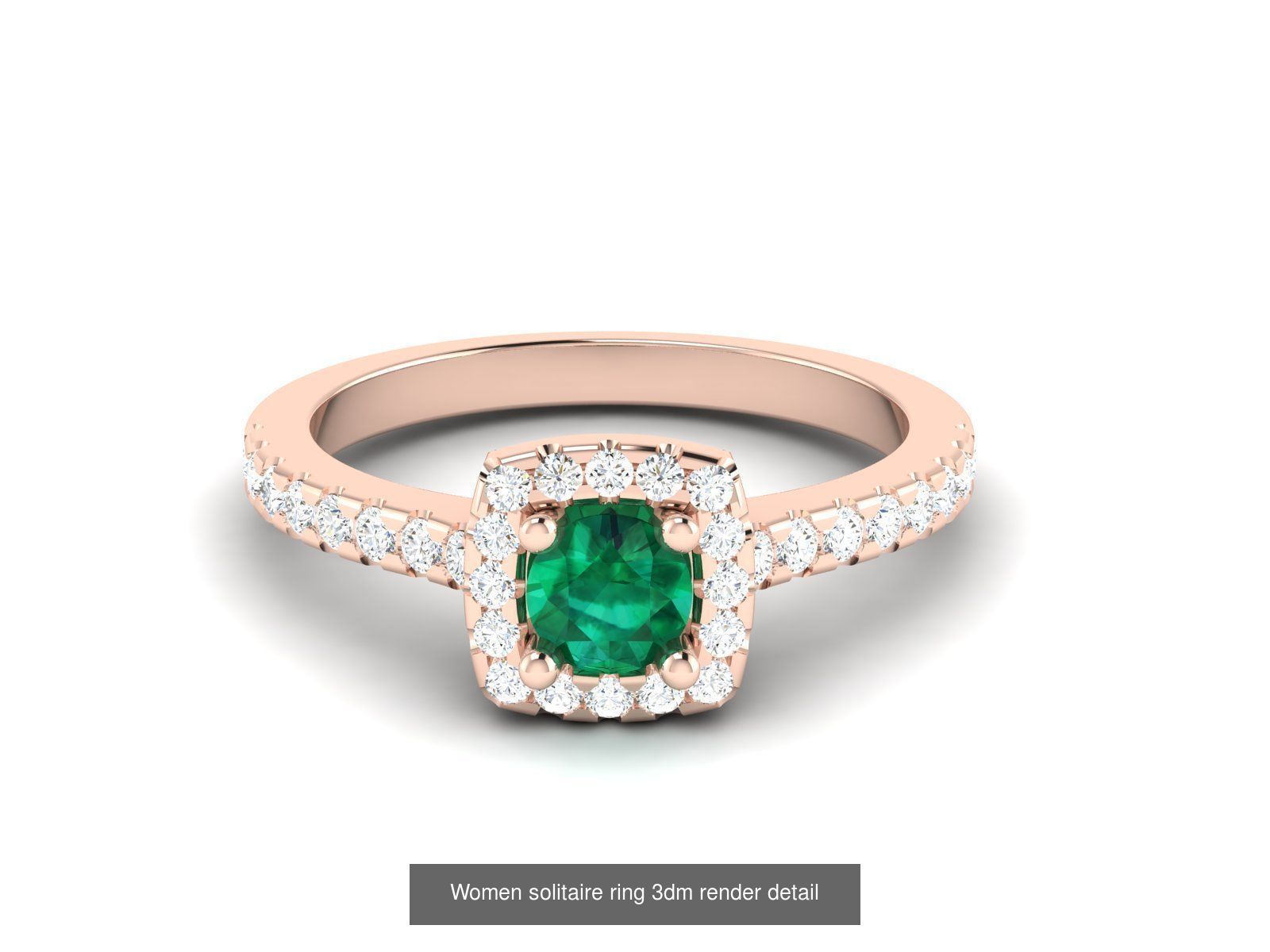 40 Emerald Gemstone Ring Earrings Pendant 3dm renders details  3D Model Collection_46