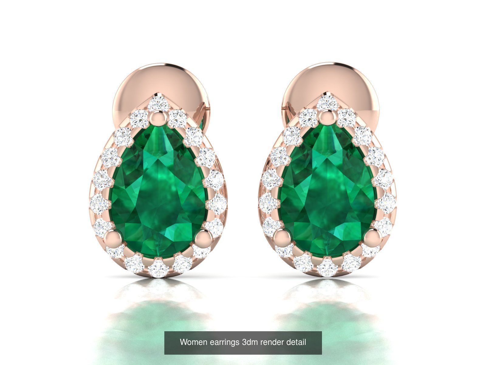 40 Emerald Gemstone Ring Earrings Pendant 3dm renders details  3D Model Collection_11