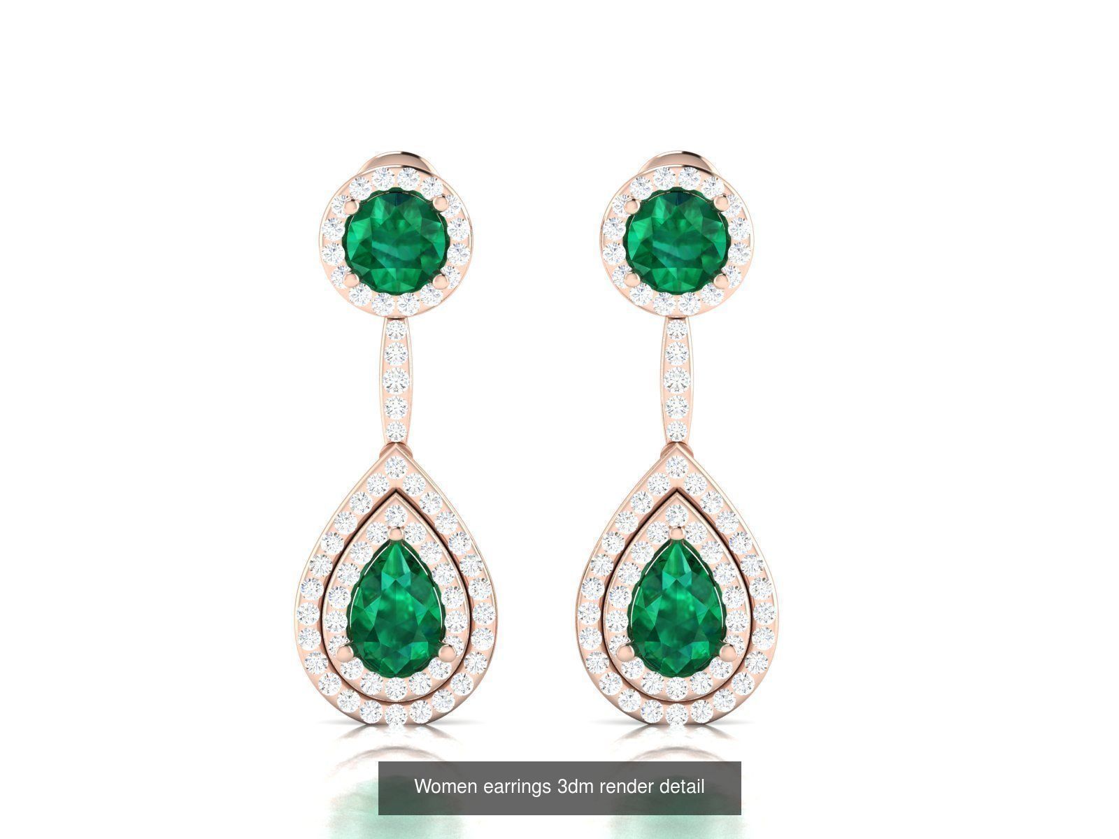 40 Emerald Gemstone Ring Earrings Pendant 3dm renders details  3D Model Collection_16