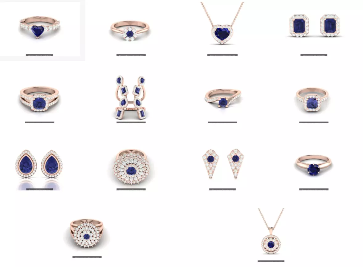 14 Sapphire Gemstone Women heart ring 3dm render detail 3D Model Pack