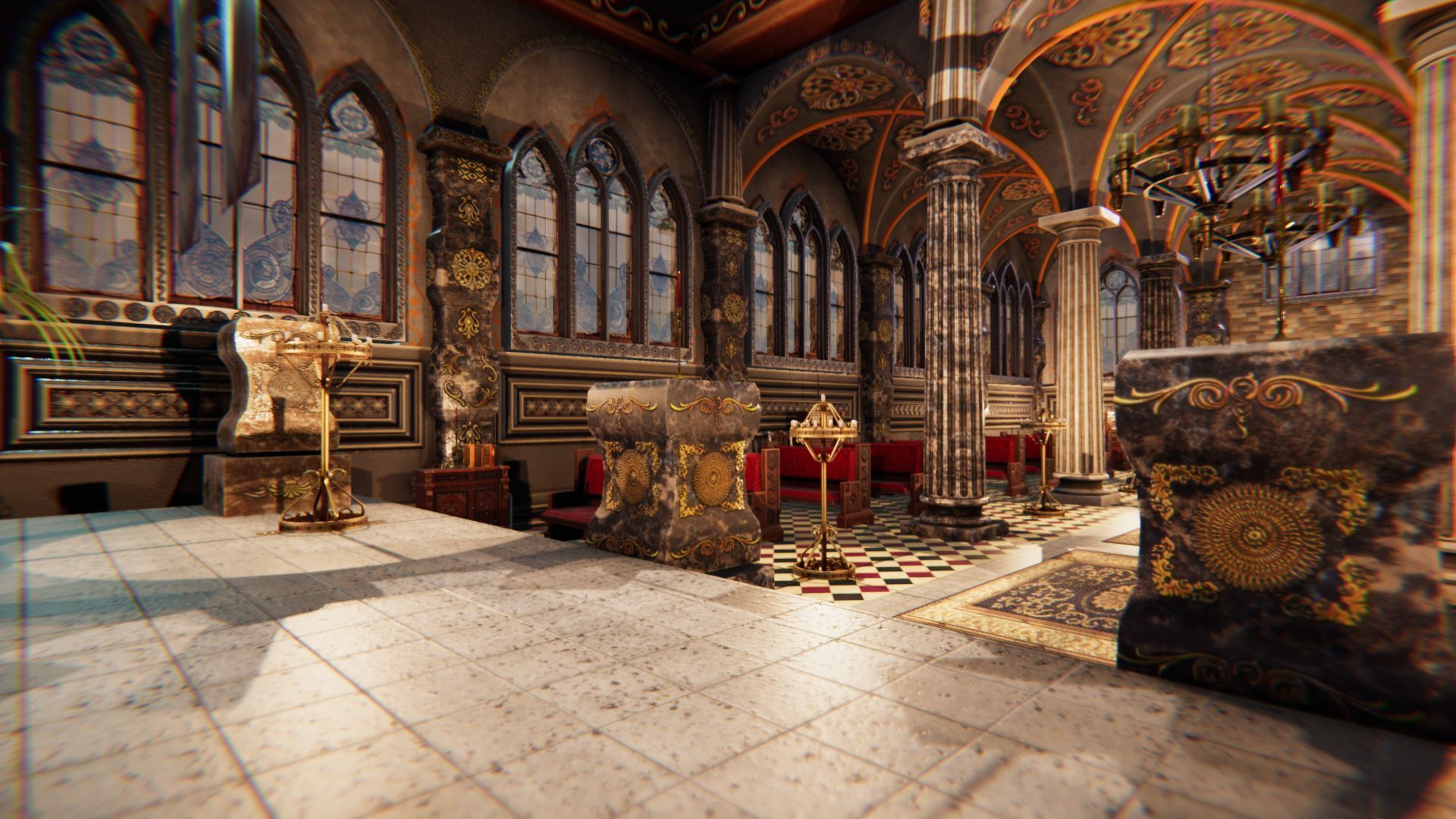 Church 3 interior of Low-poly 3D model_9