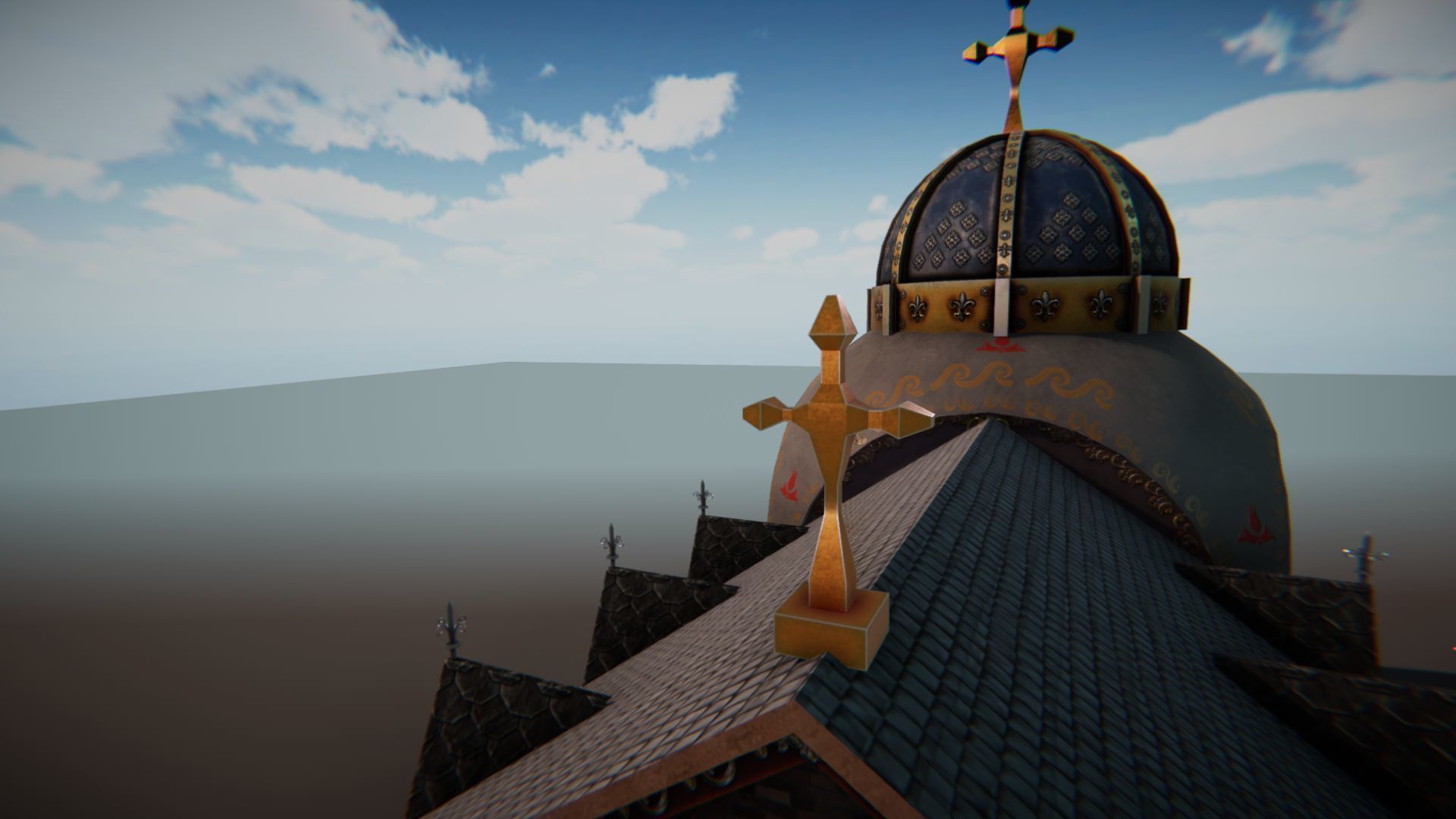 Church 3 interior of Low-poly 3D model_16
