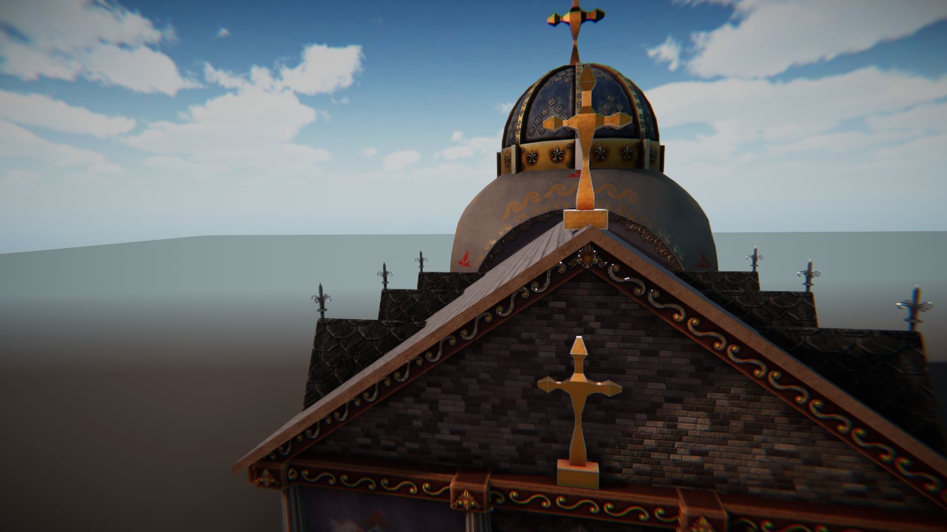 Church 3 interior of Low-poly 3D model_15