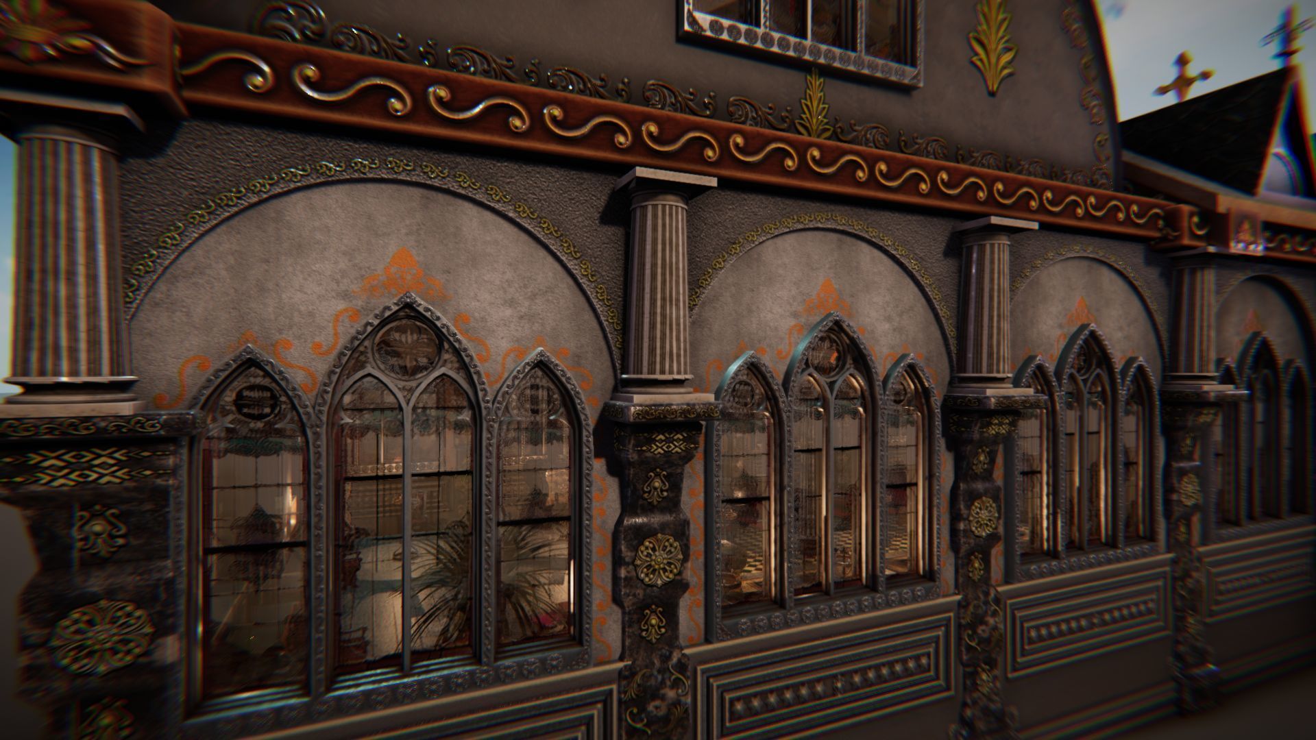 Church 3 interior of Low-poly 3D model_20