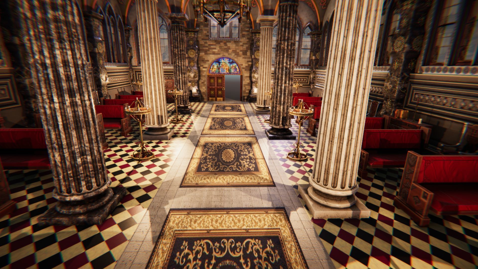 Church 3 interior of Low-poly 3D model_10