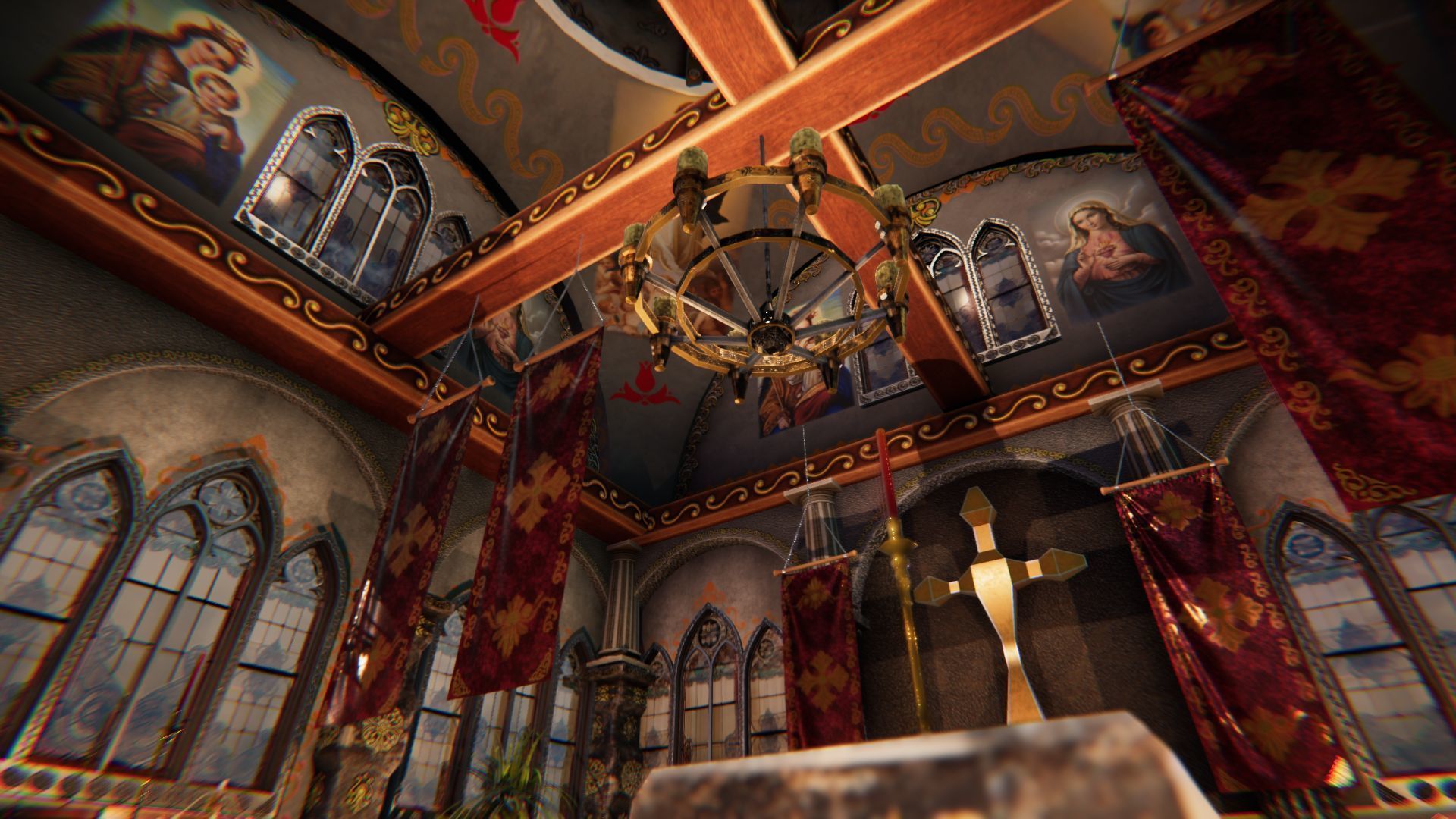 Church 3 interior of Low-poly 3D model_7