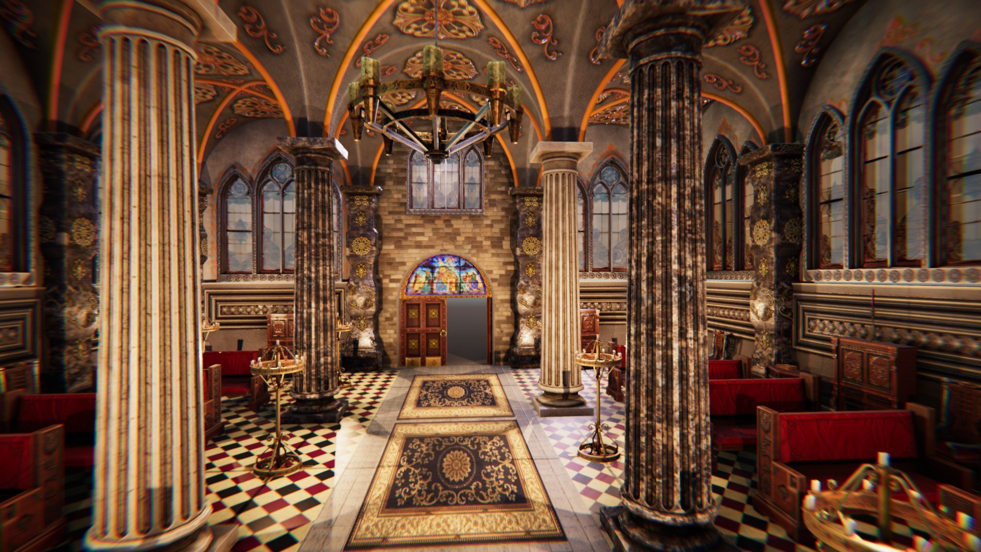 Church 3 interior of Low-poly 3D model_11