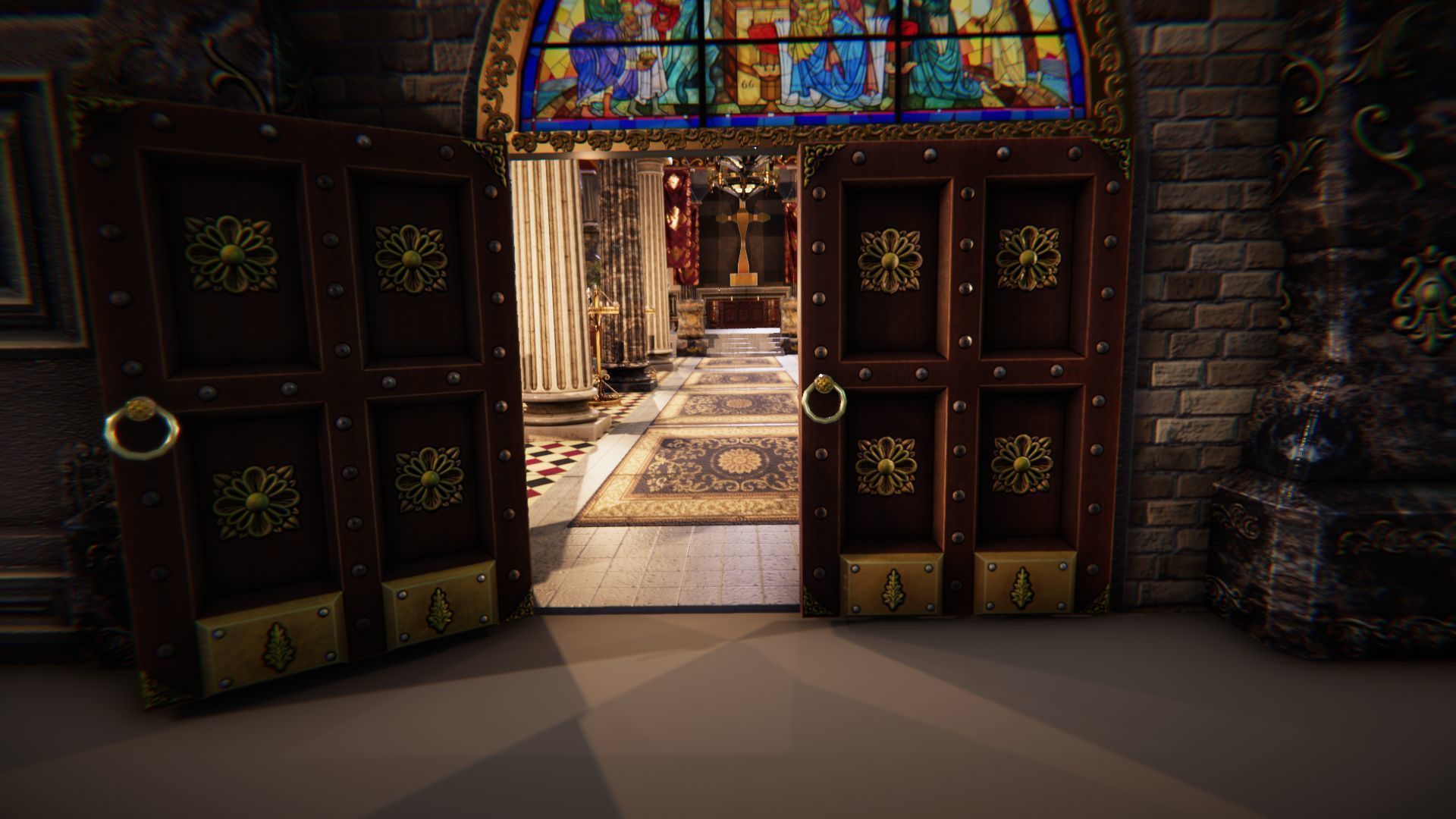 Church 3 interior of Low-poly 3D model_13