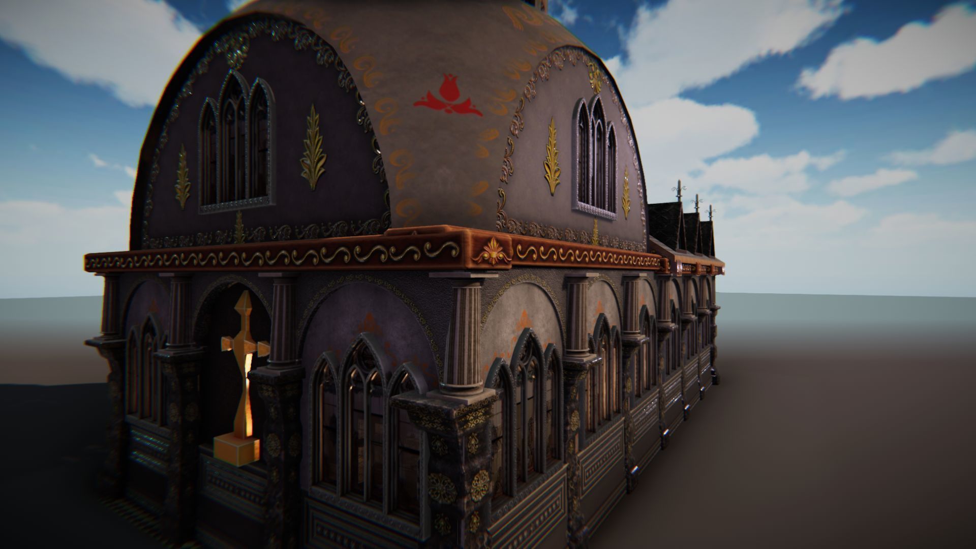 Church 3 interior of Low-poly 3D model_19