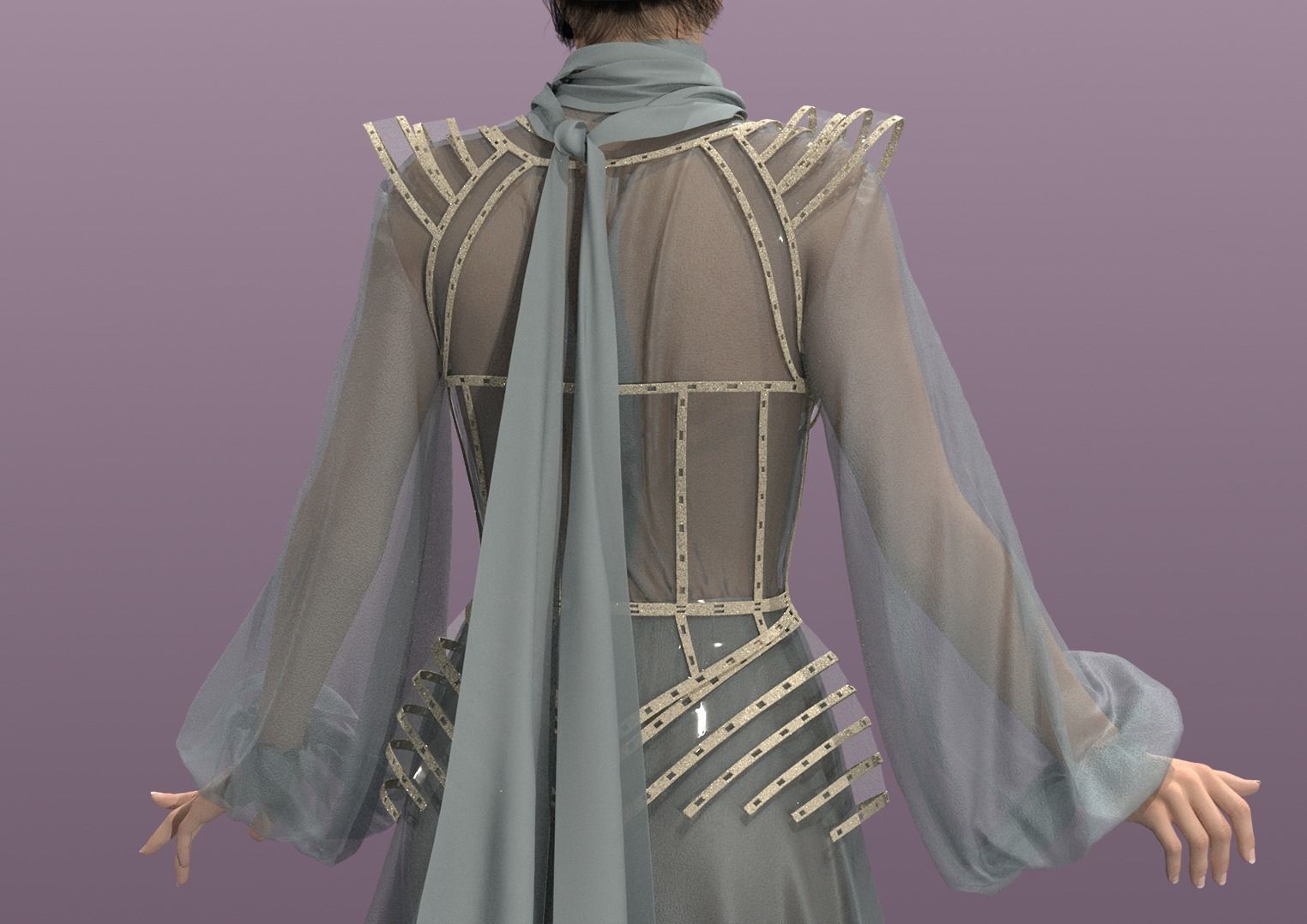 Dress wih corset 3D model_7