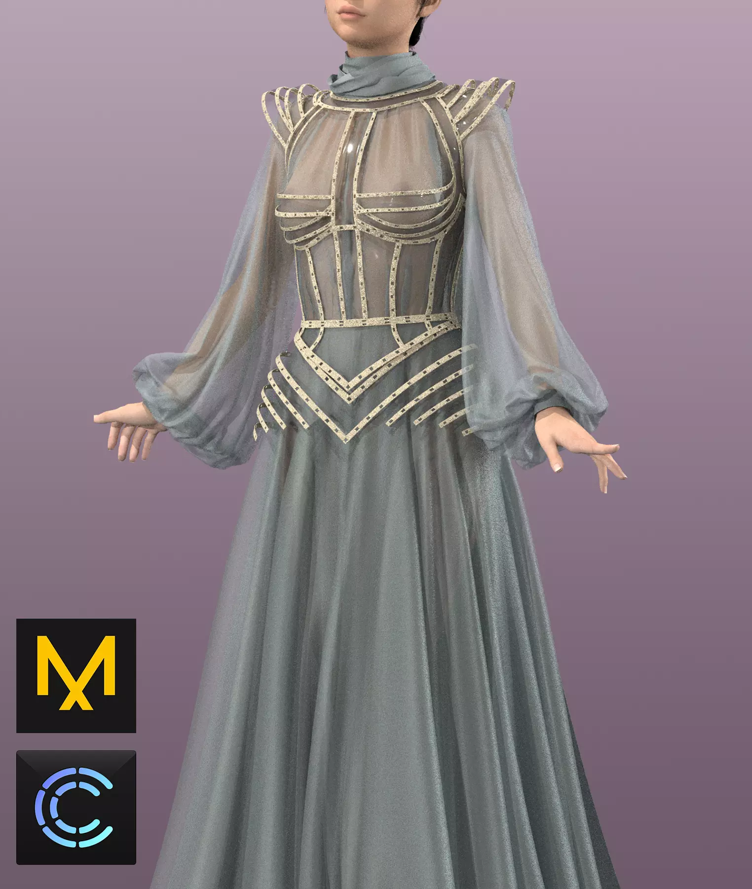 Dress wih corset 3D model_0