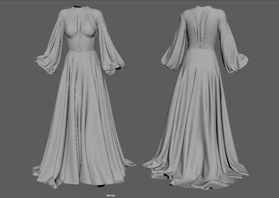 Dress wih corset 3D model_9