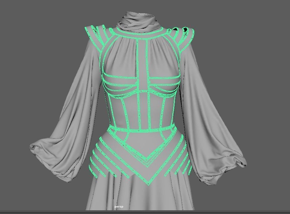 Dress wih corset 3D model_17