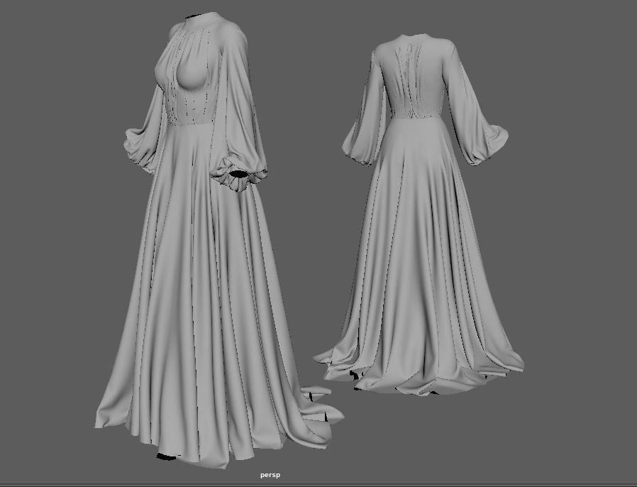 Dress wih corset 3D model_11