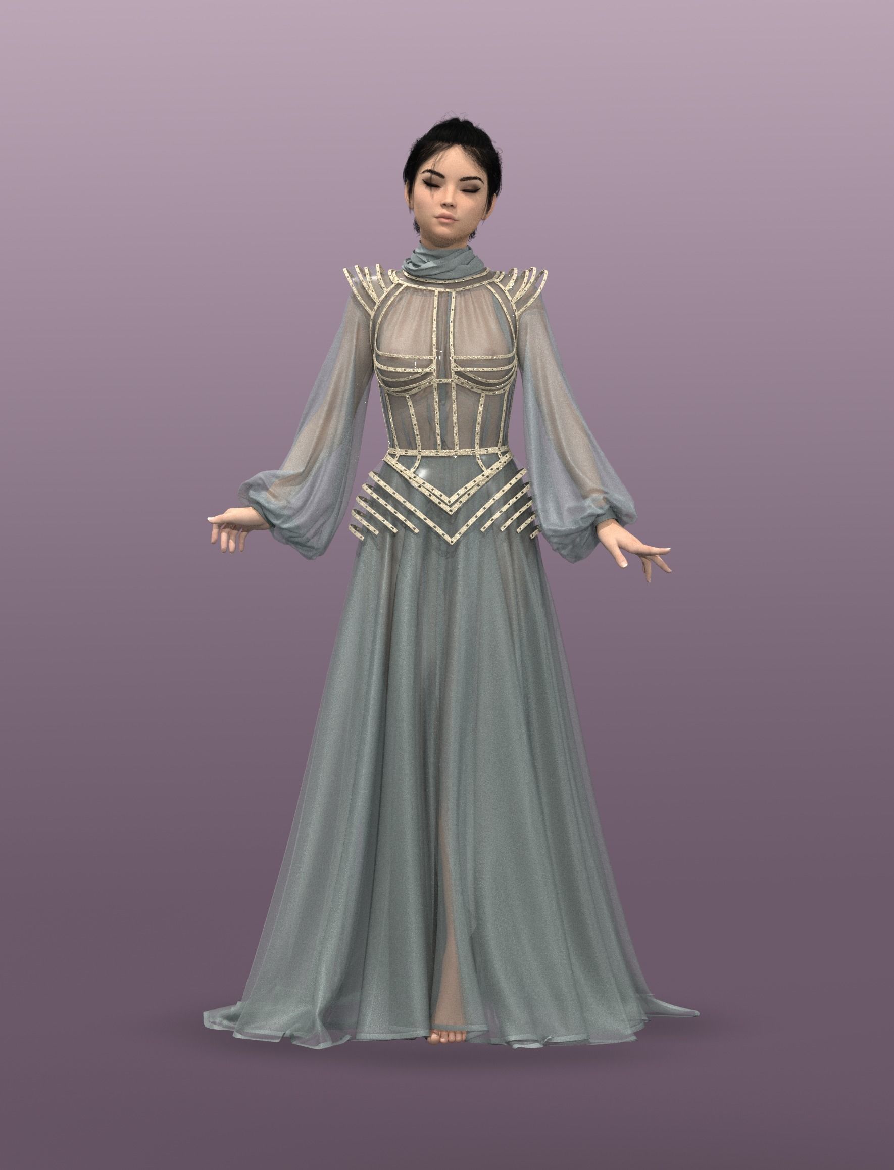 Dress wih corset 3D model_1