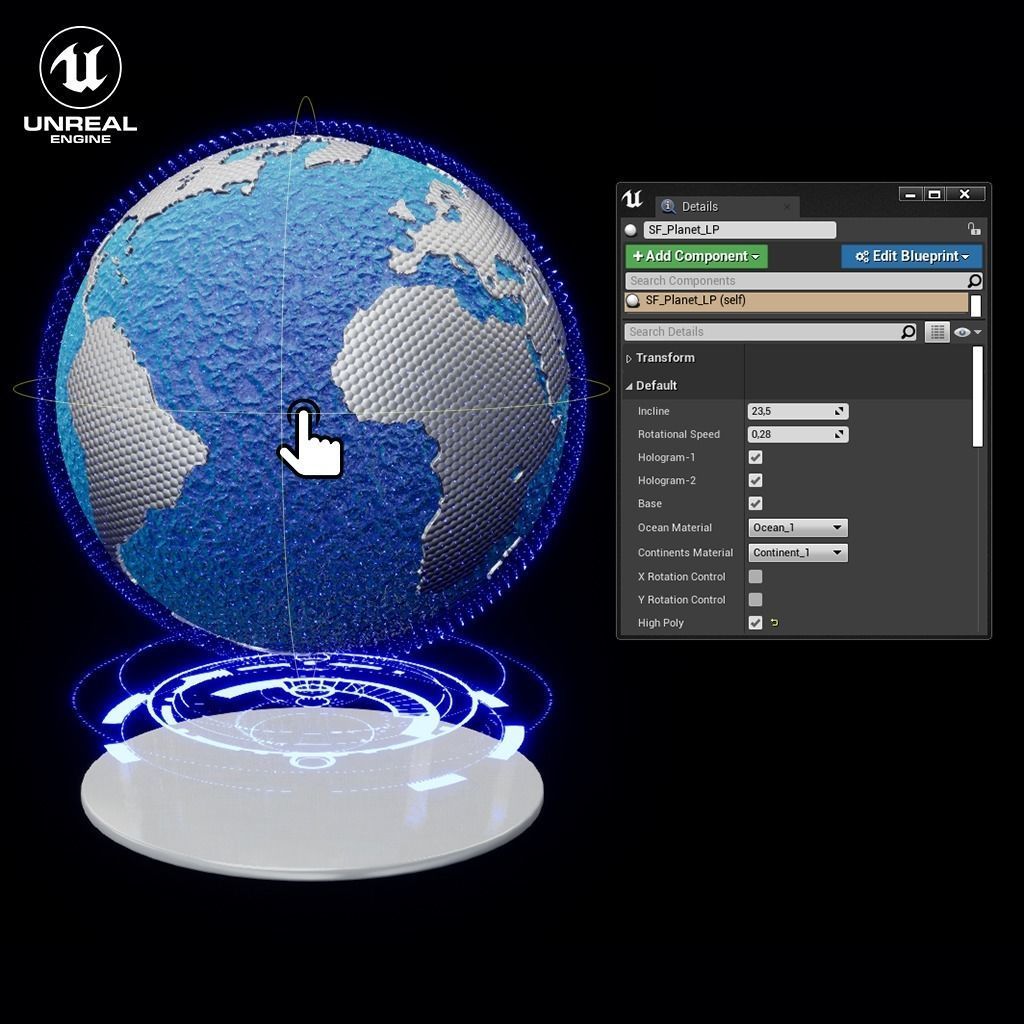 Sci-fi planet earth Low-poly 3D model_12
