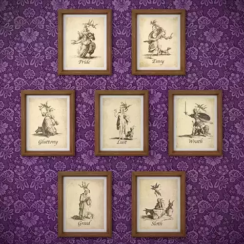 Seven Deadly Sins Wall Art - mystical antique pictures
