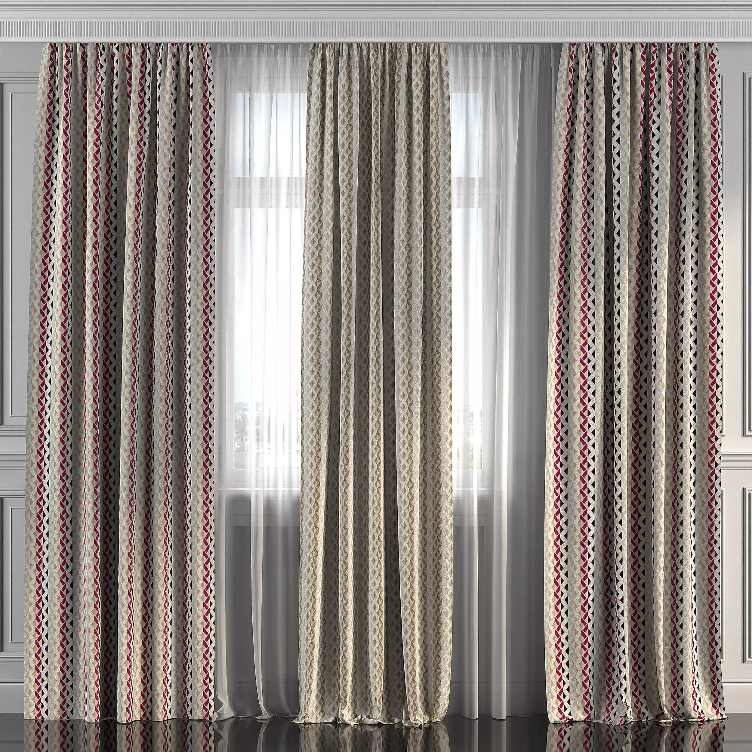 Curtain Set 253 3D model_0