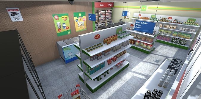 Convenience Store 2 Low-poly 3D model 6