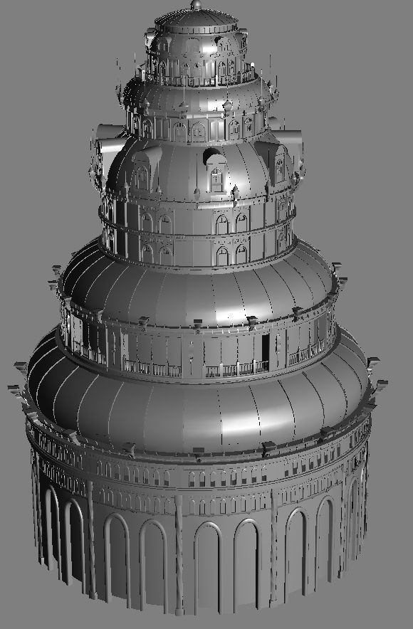 Fantasy tower 3D model_2