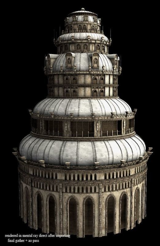 Fantasy tower 3D model_1