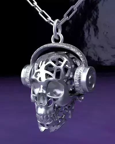 Pendant skull music lover 3D print model