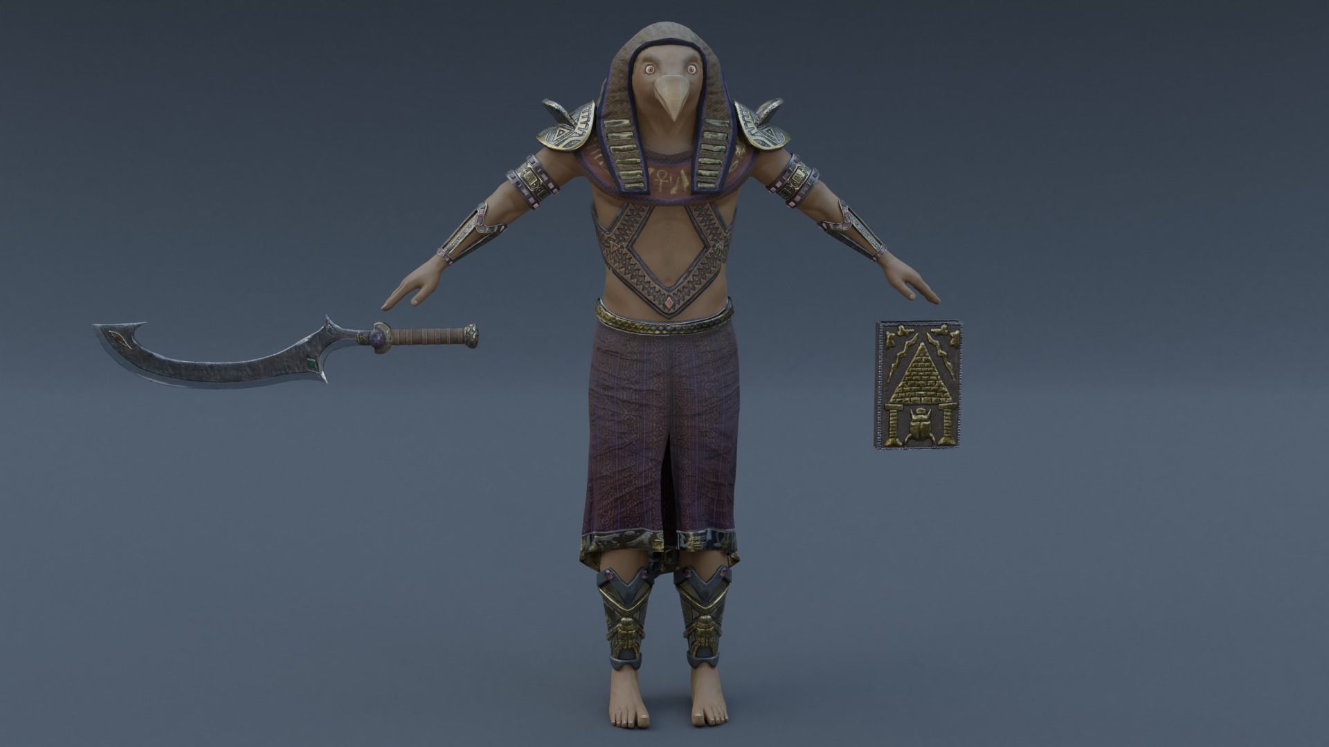 God Horus Low-poly 3D model_3