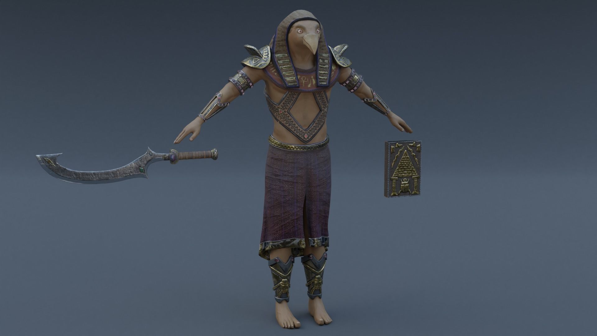 God Horus Low-poly 3D model_4