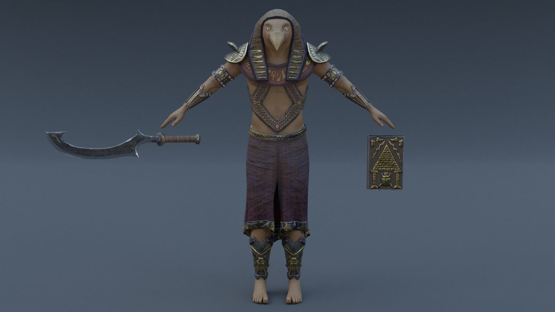 God Horus Low-poly 3D model_15