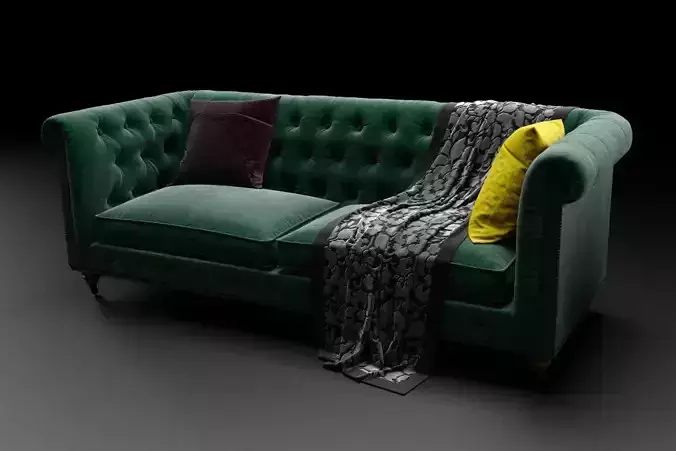 Velvet Lyre Chesterfield Sofa