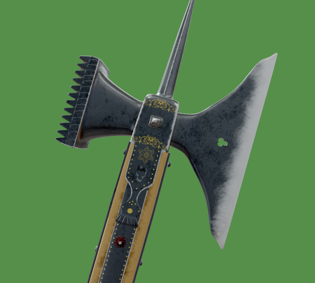 Medieval royal axe Free low-poly 3D model_5