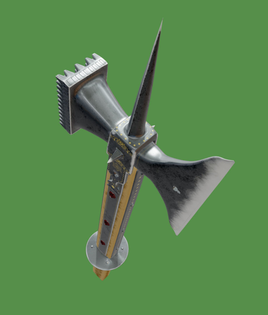 Medieval royal axe Free low-poly 3D model_4