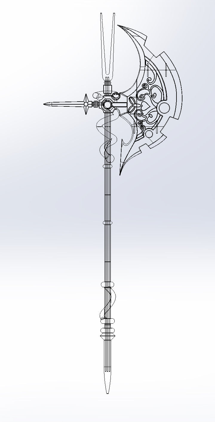 Gate Rory Mercury Axe Printable Assembly 3D print model_2