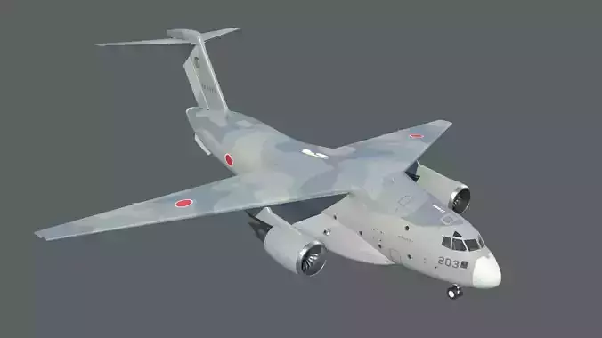 Kawasaki C-2 Low-poly 3D model Kawasaki C-2 Low-poly 3D model