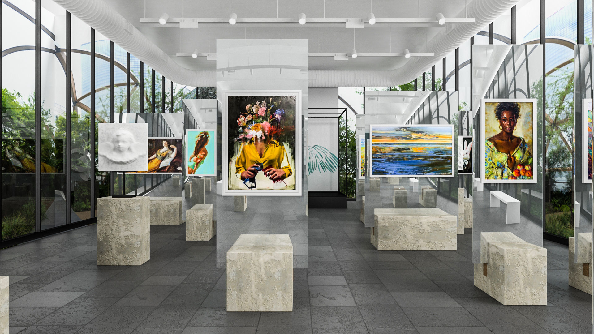  Art Gallery Contemporary 3D Low-poly 3D model_1