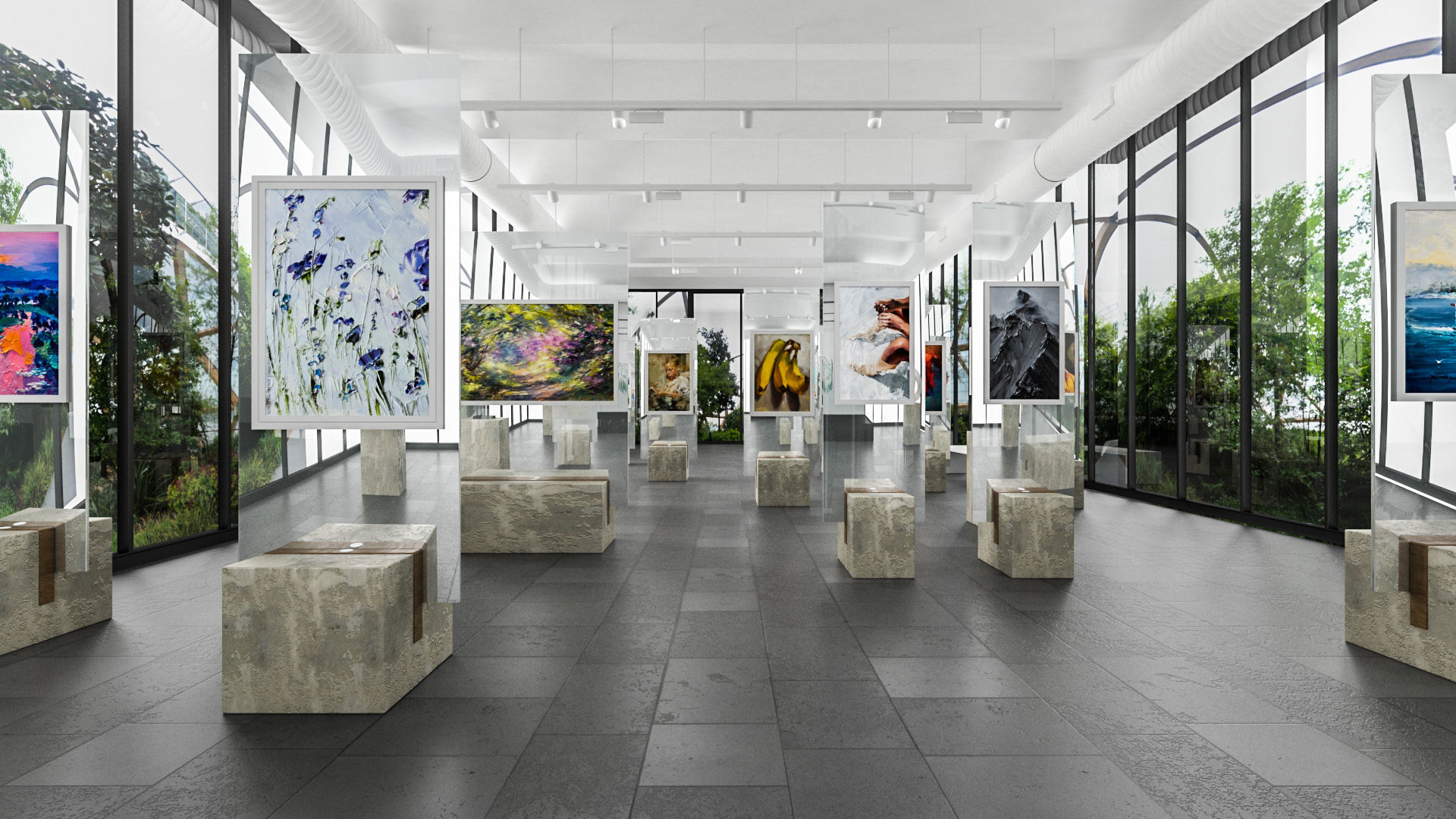  Art Gallery Contemporary 3D Low-poly 3D model_4