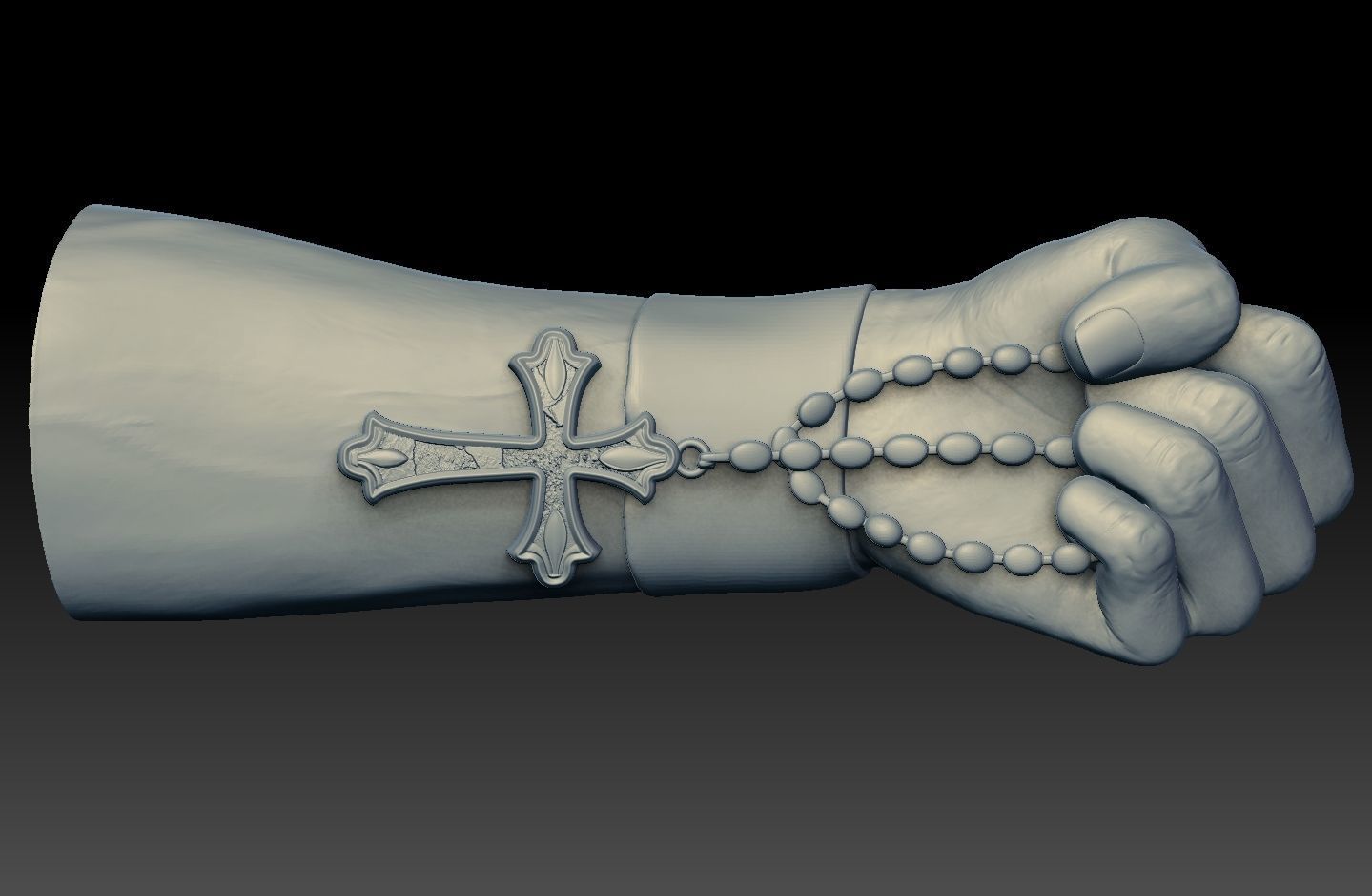 hand cross tattoo Bas-relief CNC  3D print model_1