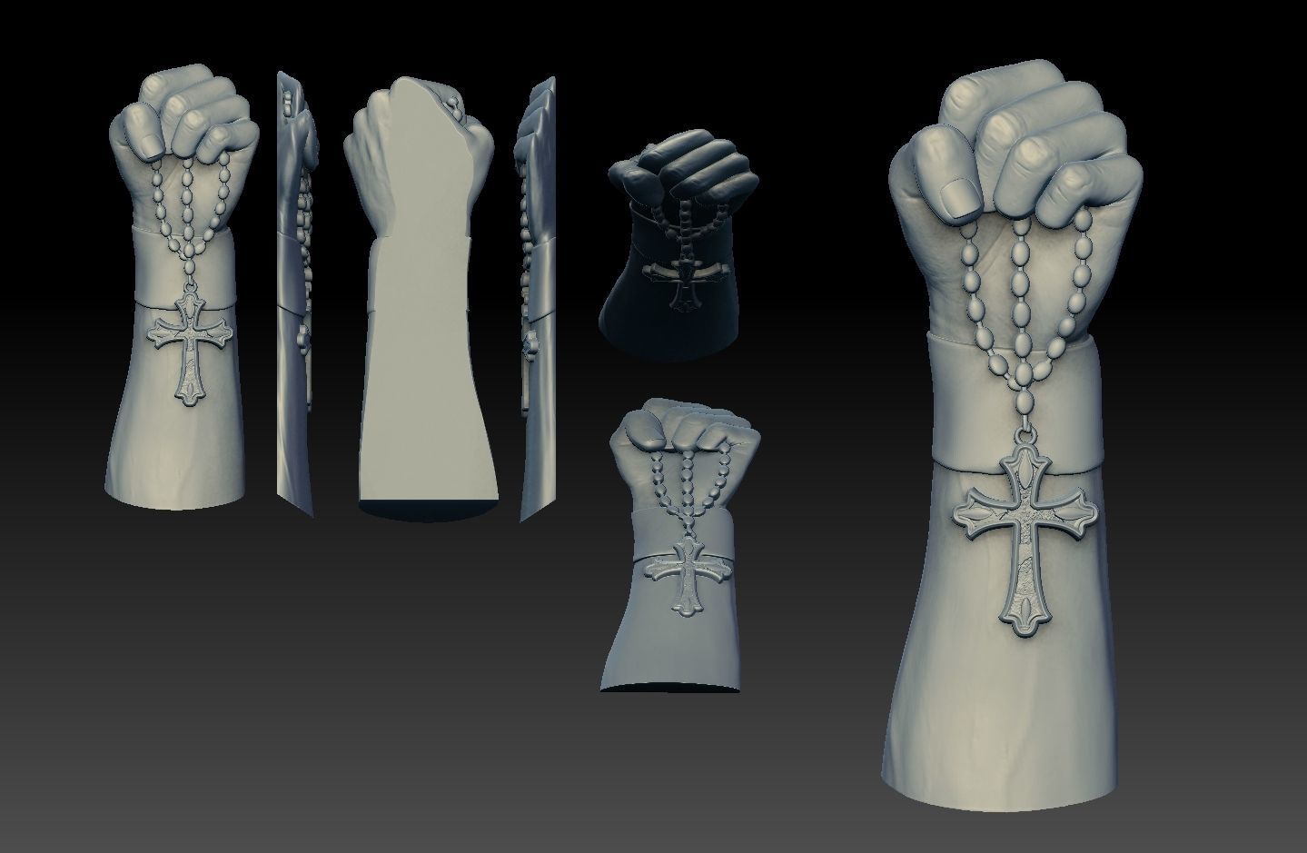 hand cross tattoo Bas-relief CNC  3D print model_2