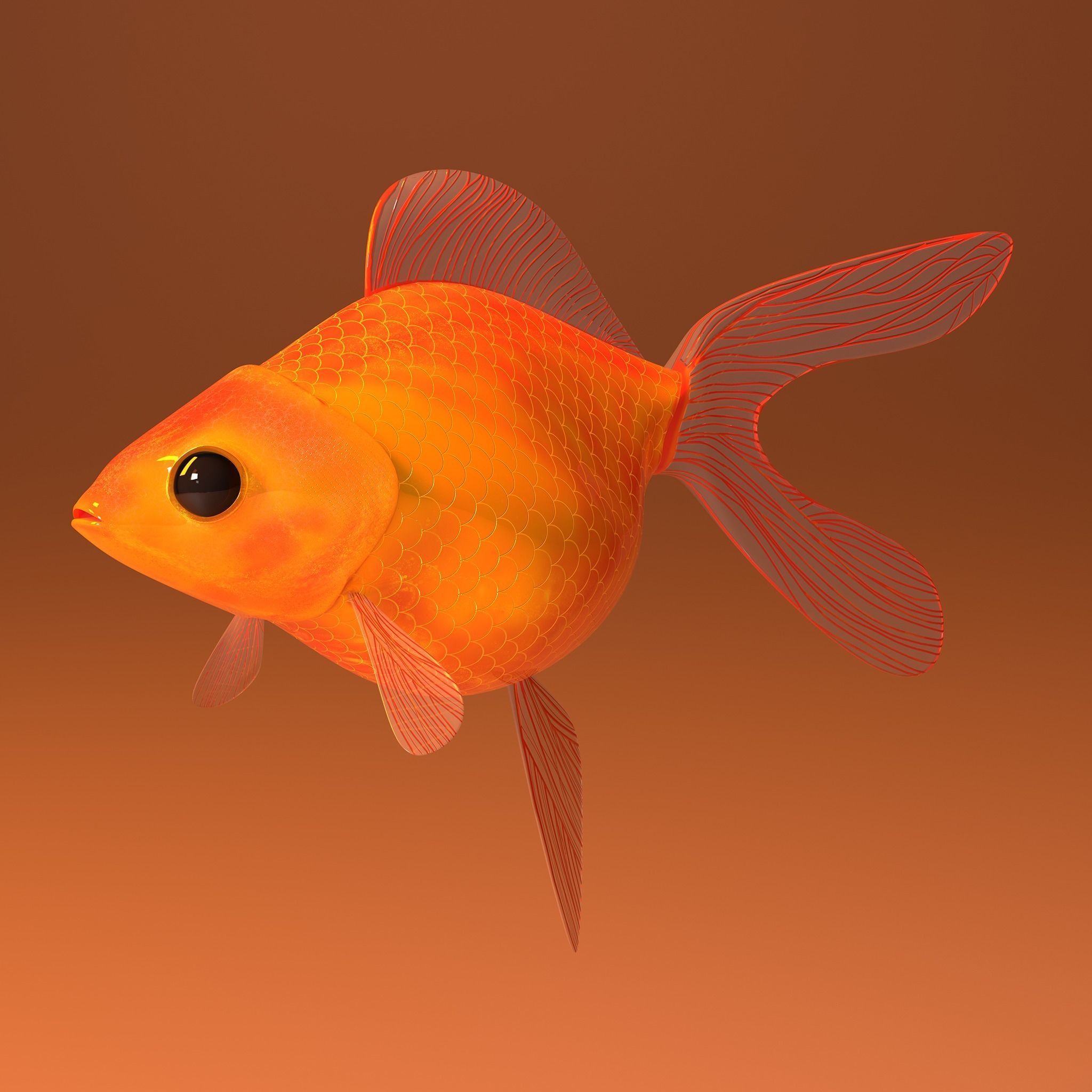 fish in pot Low-poly 3D model_2