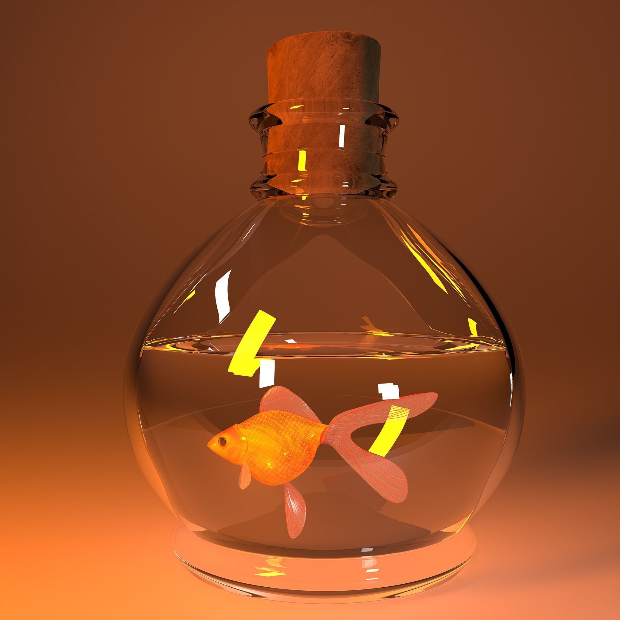 fish in pot Low-poly 3D model_6