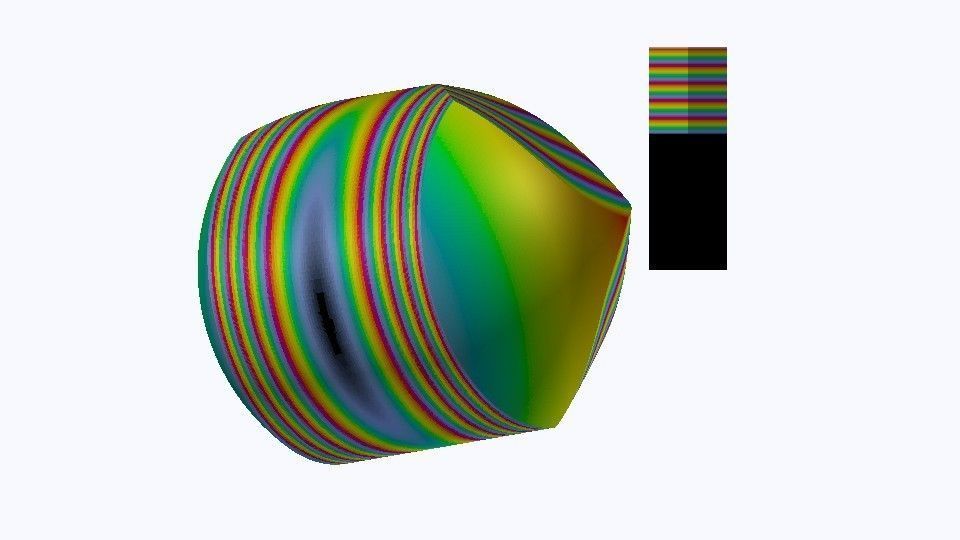 High poly Gomboc rainbow colored ball with stripe in middle Free 3D model_3