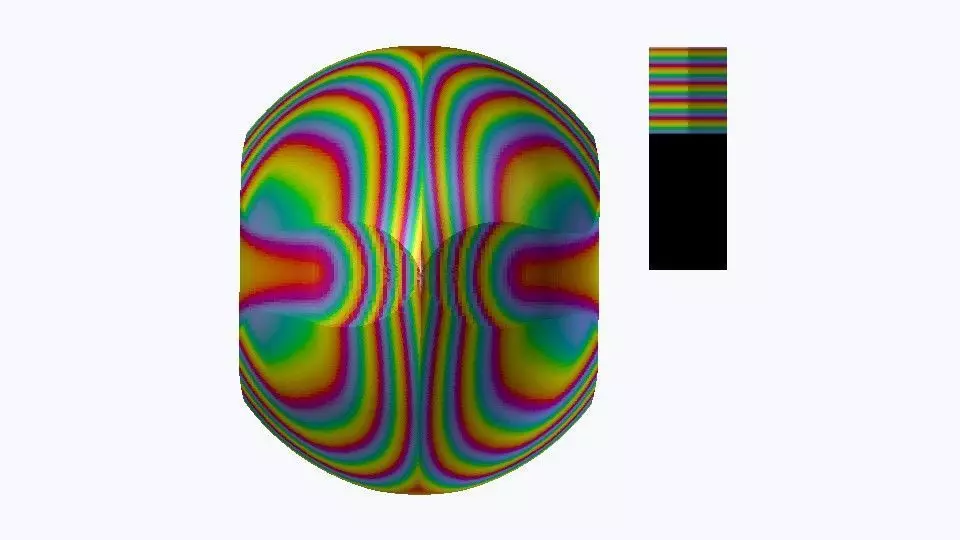 High poly Gomboc rainbow colored ball with stripe in middle Free 3D model_0