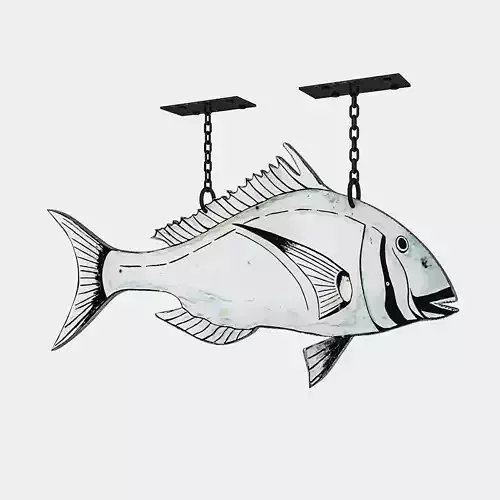 fishing sign 02 Low-poly 3D model
