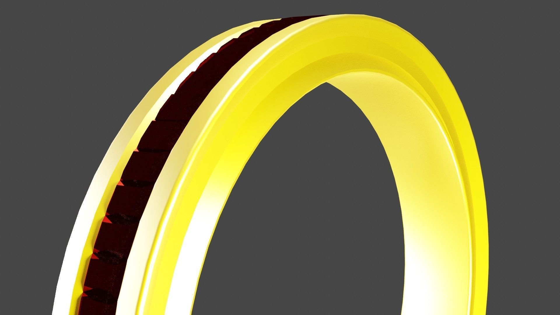 Metallic Crystal Ring Low-poly 3D model_4