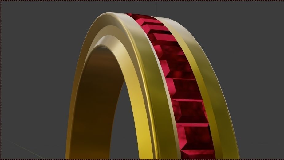 Metallic Crystal Ring Low-poly 3D model_1