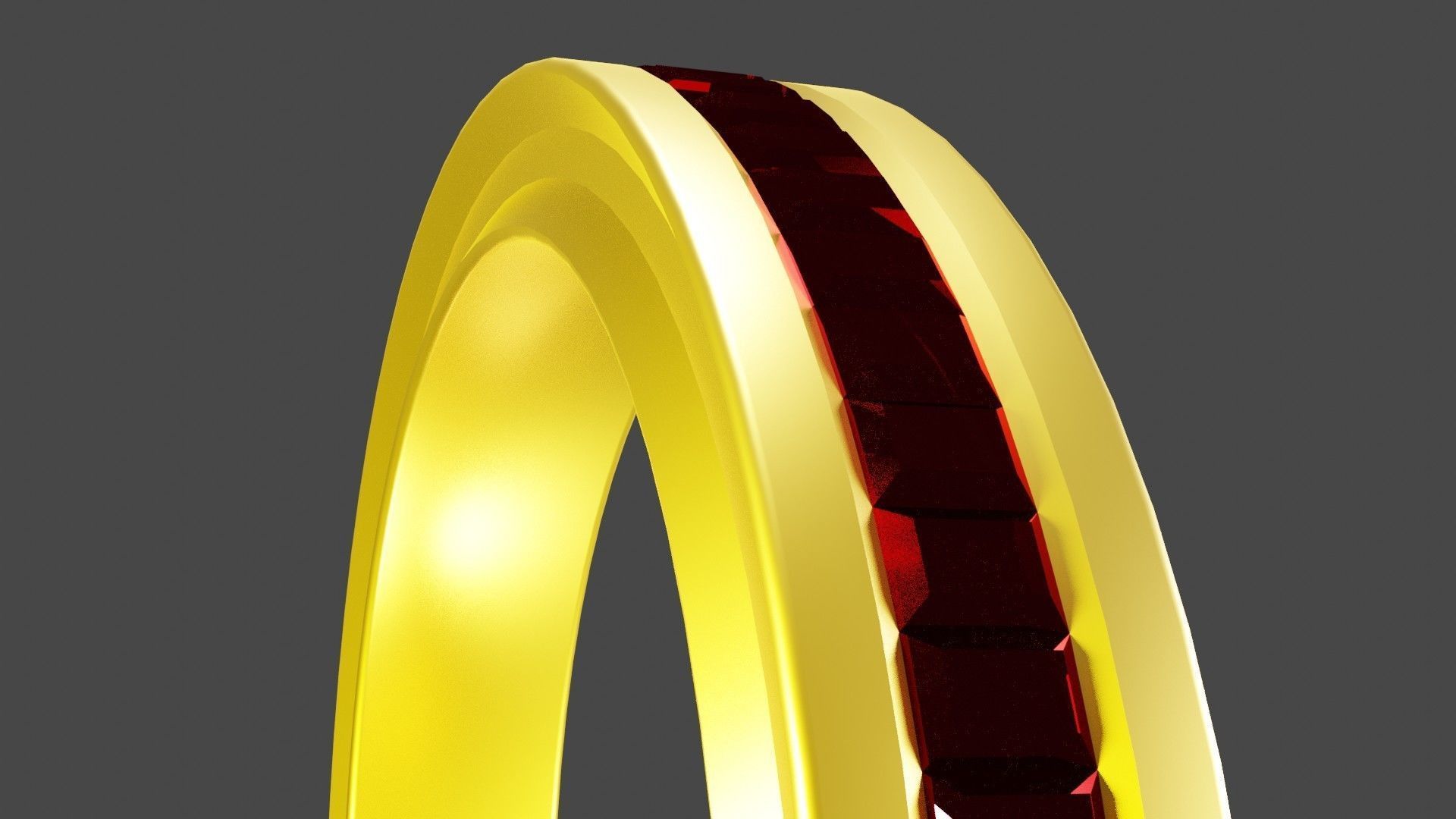 Metallic Crystal Ring Low-poly 3D model_5